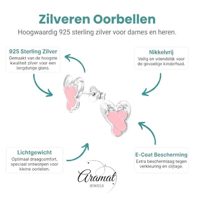 Aramat Jewels | Oorbellen | Zilveren Balletschoen Oorbellen – 925 Zilver & Roze Emaille | | | |8mm | Zilver | Kinderen, Volwassenen | Verkleurd niet