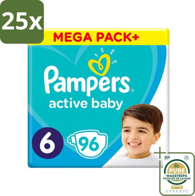 25 x Pampers - Active Baby - Luiers - Maat 6 (13-18 kg) - Extra Groot - 96 Luiers - Grootverpakking - Luiers Voor Baby - Droge Luiers - Beschermende Luiers - Actieve Luiers - Superabsorberende Luiers