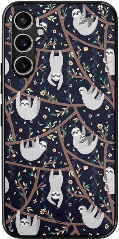 Hoesje geschikt voor Samsung Galaxy A54 - Luiaard print - TPU Hard Case Backcover - Blauw - Mooie Telefoonhoesjes