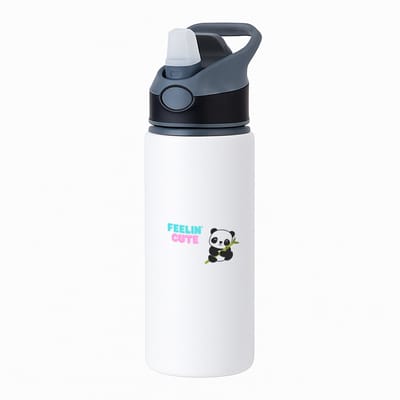 Hacebo® - feelin cute panda waterfles met rietje zwart - Panda - panda liefhebbers - verjaardag - dieren liefhebbers - cadeau - kado - geschenk - verjaardagscadeau - water fles - 650ML