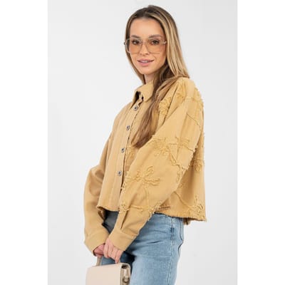 Flora Embroidered Jacket - Donkergeel / One Size