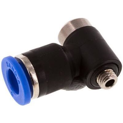 6mm x M 5 90 graden L-vorm Messing/PA 66 Insteekfitting Buitendraad Binnenzeskant Draaibaar NBR [2 Stuks]