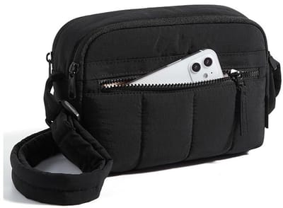 Heuptasje dames - Crossbody Tas Dames - Puffy Schoudertas - Gewatteerde Handtas met Verstelbare Schouderriem - Lichtgewicht Crossbody Tas met Meerdere Vakken - Zwart