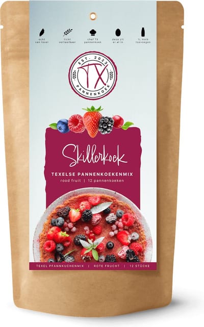 TX Pannenkoek -Skillerkoek - Texelse pannenkoekenmix - Rood fruit - 450gram - 12-16 pannenkoeken