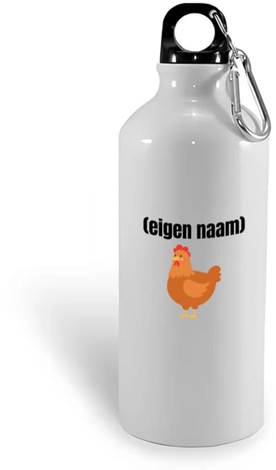 Hacebo® - kip met eigen naam waterfles - Kippen - kippen liefhebbers - iemand die houdt van kippen - verjaardag - cadeau - kado - water fles - 400ML