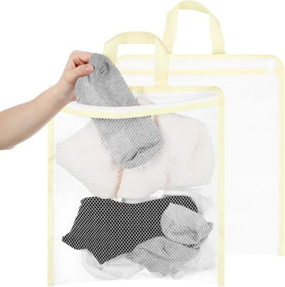 Hanging waszakken voor delicate kleding, lingerie en sokken - 2 stuks, 13 x 29 cm, met rits en mesh ontwerp