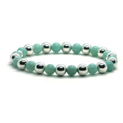 Heaven Eleven KIDS - meisjes - armband - zilver - 925 - amazoniet - 7mm - 15cm