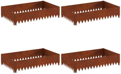 vidaXL - Gazonrand - 4 - st - 100 - x - 60 - x - 20 - cm - Staal - Roestig