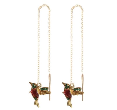 Vogel oorhangers - doortrek oorbellen - dames - rood- cadeau voor vrouw - Liefs Jade