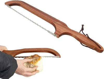 Broodsnijder - Broodboogzaag - Zuurdesem Bakken - Gekartelde Snijder - 43 Centimeter - Houtkleur