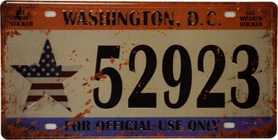 Muurplaat - Kenteken plaat Washington - Metalen wandbord - Mancave - Mancave decoratie - Metalen borden - Metal sign - Tekstbord - Wandborden - Wand Decoratie - Cave & Garden