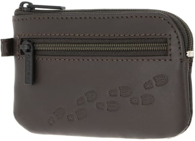 oxmox Leren sleutelgeval Leather Keyholder Footsteps 2.0 Embossed Brown donkerbruin