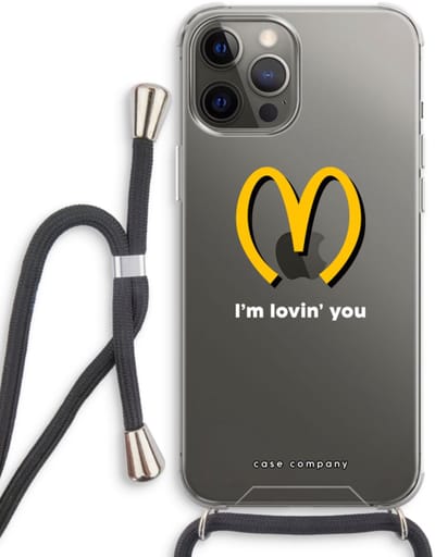 Case Company® - Hoesje met koord geschikt voor iPhone 12 Pro hoesje met Koord - I'm lovin' you - Telefoonhoesje met Zwart Koord - Bescherming aan alle Kanten en Over de Schermrand