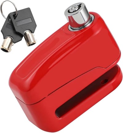 Motorfiets Schijfremslot - Alarm Hangslot Rotor - Diefstal Beveiligen - Roestvrij Waterdicht - 8 cm - Rood