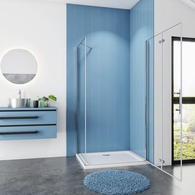 Serie Poppy - Douchecabine Rechthoek - 110 Vouwdeur x 100 Vaste Wand - Chroom - 6mm Helder Veiligheidsglas - Antikalk