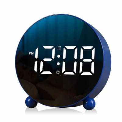 carmdering - Digitale Wekker - Ronde LED Display Klok - Elektronische Tafelklok - Duidelijk Leesbaar Scherm - Intelligente Dubbele Alarmfunctie - Kunststof Behuizing - Drie Helderheidsniveaus - Ideaal Voor Slaapkamer En Kantoor - 1 Stuk