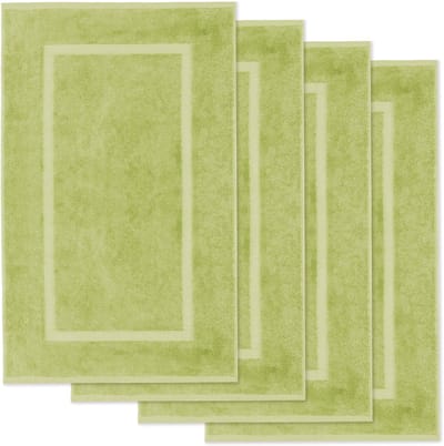 Lavea® Set van 4 Badmatten 50x80 cm Zacht en Absorberend – 100% Katoen, Wasbare Badkamermatten – Ideaal als Douche- of Badmat - Lindegroen