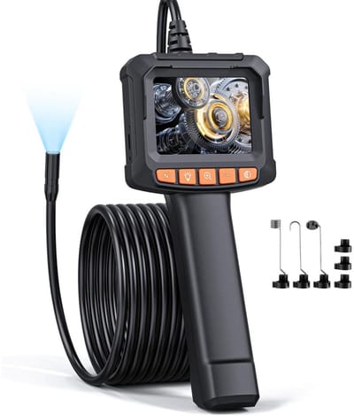 GELLDG Endoscopische camera - 1080P HD-endoscoop - 2x zoom - IP67 waterdicht - 2,4-inch IPS-buisinspectiecamera - 5 meter semi-rigide kabel - 8 verstelbare LED-lampjes - Ontworpen geschikt voor mannen