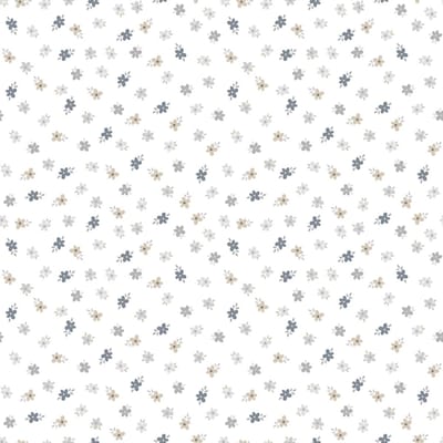 Behang - Bloemetjes - Wit Blauw - Babykamer Jongen - Kinderkamer - Scandinavisch - Nordic - Bloemenbehang - Pastel - 0,53 x 10,05 M - Happy
