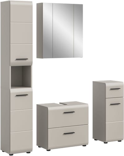 Badcombinatie Kasjmier - Moderne Hoge Kast met Spiegel - 150x185 cm