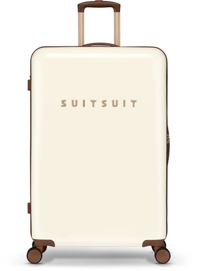 SUITSUIT Reiskoffer 76x51x28 - Reiskoffer met wielen - Veilig TSA cijferslot - Lichtgewicht koffer - Reiskoffer groot - 94L - Fab Seventies koffer Antique White - Wit