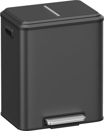 Hoppa! Prullenbak - Inkt Zwart - Staal - Binnenemmer Van Pp-Kunststof - 41.7 x 33.2 x 49.4 cm (L x W x H) - 36 L