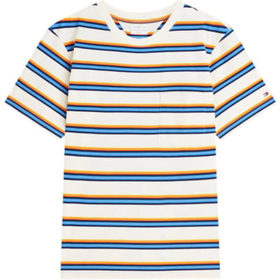 Tommy Hilfiger Yarn Dye Multistripe Ivory Petal Multi Stripe Taglia: S | Magliette basic Outlet | Uomo | Bianco
