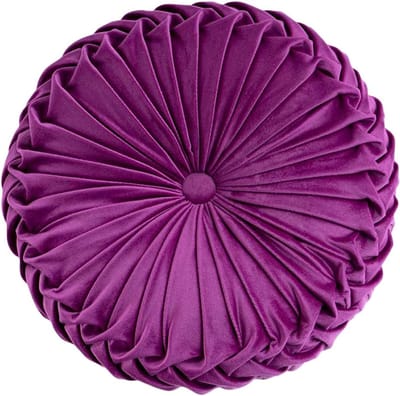 HLOVME Rond sierkussen voor op de bank, decoratief 3D-pompoenkussen van fluweel voor op de bank, bed of vloer 38 x 38 cm, donkerpaars