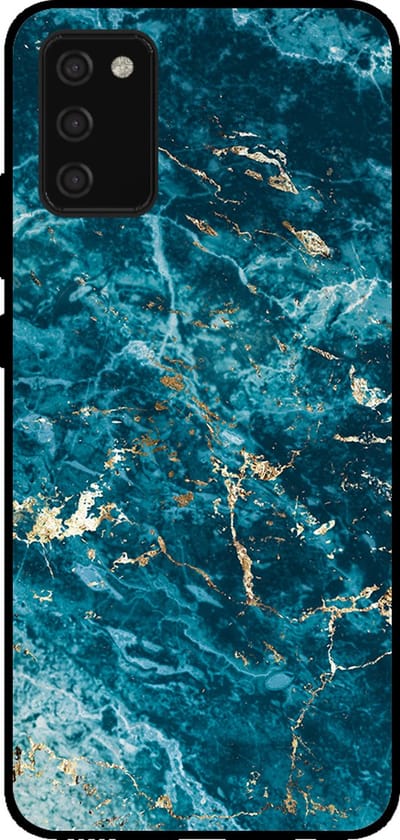 Smartphonica Telefoonhoesje voor Samsung Galaxy A02s met marmer opdruk - TPU backcover case marble design - Blauw geschikt voor Samsung Galaxy A02s