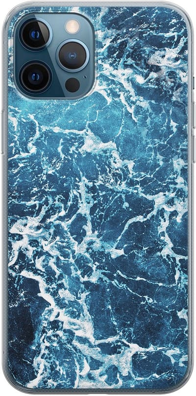 Leuke Telefoonhoesjes - Hoesje geschikt voor iPhone 12 Pro - Oceaan - Soft case - TPU - Natuur - Blauw