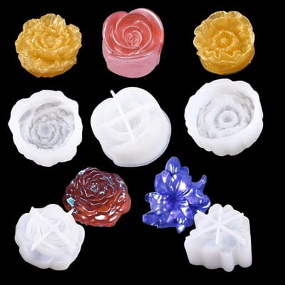 3D Bloem Silicone Mallen Set van 5 - Roze Daisies Gietmallen voor Hars, Epoxy en Sieraden maken