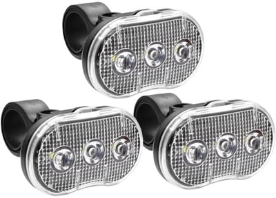 Benson Fietslamp - 3x - LED - wit - waterbestendig - 3 functies - incl. batterijen