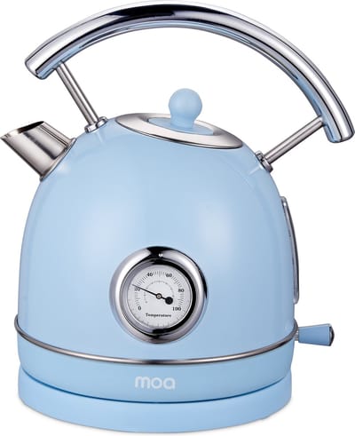 MOA Waterkoker Retro - 1,8 Liter - Elektrische Waterkoker - BPA-vrij - Anti Calcium Filter - RVS - 2200W - Pastel Blauw