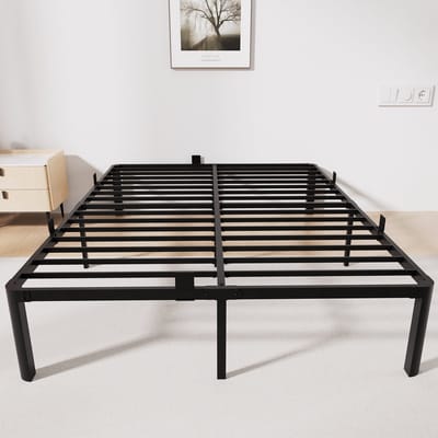 KUTAS Metalen Bed 140x200 cm - Minimalistisch Bedframe - Tweepersoonsbed - Grote Opbergruimte - Stevig - Stil - Anti Slip - IJzeren Bed - Eenvoudig te Monteren - Zwart