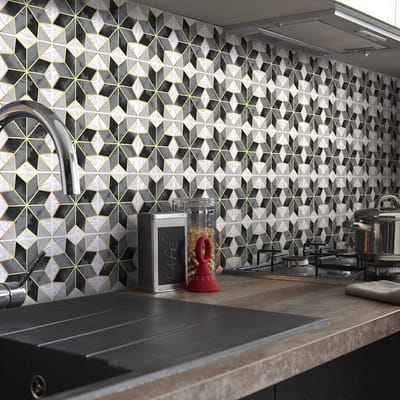 Tegelstickers voor de muur in keuken en badkamer - 24 authentieke Charlenia cementtegelstickers - 24 stickers van 15x15 cm