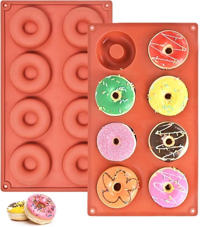 Donut bakvorm met 8 holtes, vaatwasserbestendig, geschikt voor cake, bagels en muffins | Oven- en magnetronbestendig tot 230 °C, ideaal voor thuisbakken