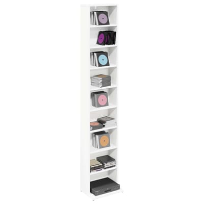 vidaXL - CD - Kast - Wit - 33 - x - 23,5 - x - 175 - cm - Bewerkt - hout