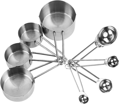 Famanu – Maatlepels set RVS met antislip handgreep, doseerlepelset voor granen, specerijen, suiker, zout, olie en koffie