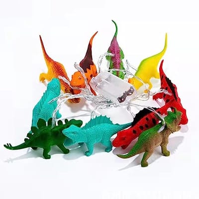 SnelShoppen - Dinosaur Fairy Lights - 10 LED Batterij Lampjes - Decoratieve Nachtlamp voor Jongens en Meisjes - 170 cm Dino Figuren - Veilig en Duurza