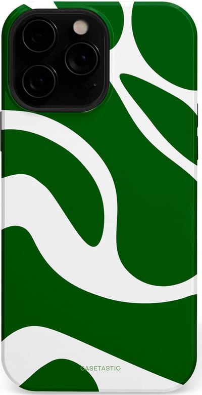 Casetastic Hoesje Geschikt voor Apple iPhone 13 Pro Magsafe - Stijlvolle Beschermende Duo-layer Case - Groene Golven