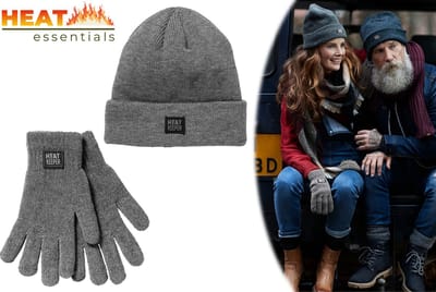 Heat Essentials - Thermo Winter Set - Muts Heren en Handschoenen Heren - Handschoenen Winter - Grijs - L/XL