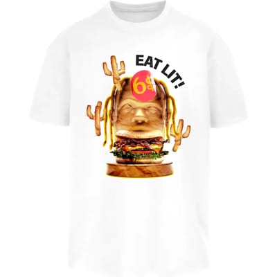 Mister Tee - Eat Lit Oversize Heren T-shirt - XL - Wit