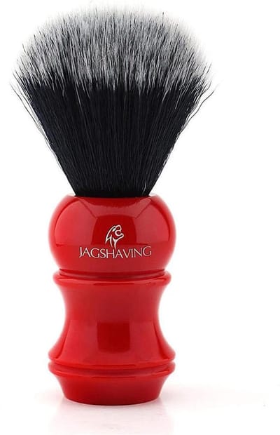 JAG Shaving OpsommingstekensLuxe scheerkwast met rode handgreep en synthetische haren | De beste scheerkwast voor mannen | Het perfecte scheercadeau