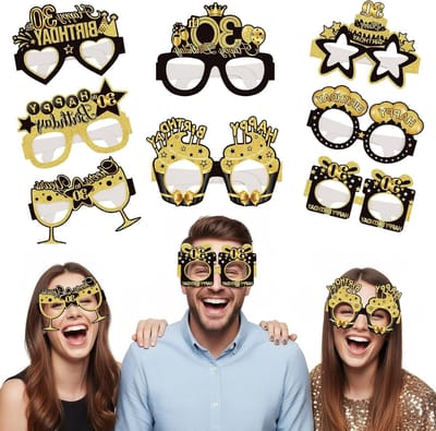 Papieren glazen voor feest - 8 stuks - zwart goud - leuke fotoprops voor 21e verjaardag - ShopVlot