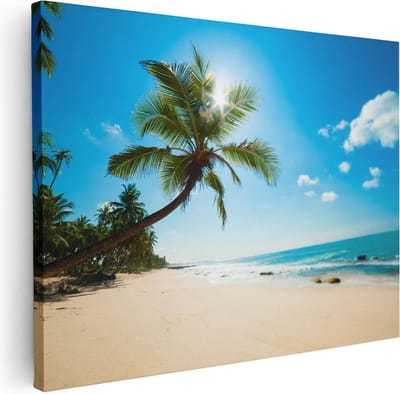 Artaza Canvas Schilderij Zeezicht - 40x30 cm - Klein - Wanddecoratie Strand - Muurdecoratie Woonkamer - Kamer Accessoires Palmboom