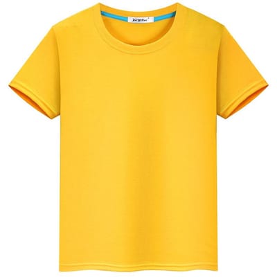 Kinder T-shirt met korte mouwen Puur Wit Jongens Klasuniform Meisjes Baby Kinderen Katoen Body Shirt met halve mouwen 160cm geel