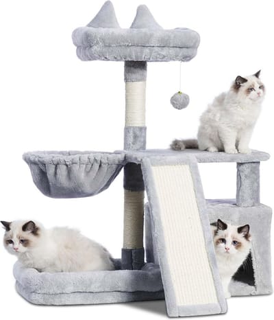 BOTC Krabpaal XL - Krabpaal voor Katten - Kattenhuis - Kattenpaal - Katten - Grijs
