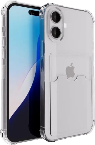 Casemania - Anti Shock – iPhone 16 Plus – Backcover - Pasjeshouder - Transparant