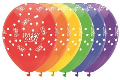 Ballonnen Happy Birthday - 6 stuks - Lucht en Helium vulling