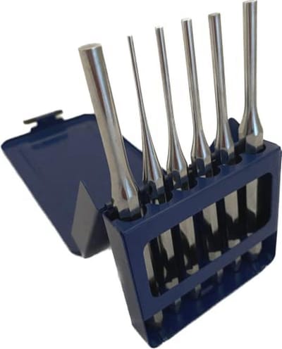 Set van 6 parallelle ponsen - Gegalvaniseerd chroom vanadiumstaal met metalen behuizing - 2 tot 8mm